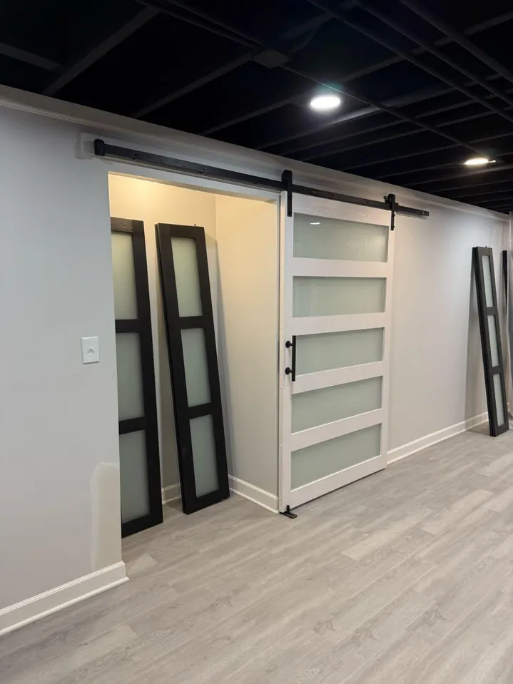 Basement Remodel - New Lightings, Custom Made Cabinet, Sliding Door - Image 7