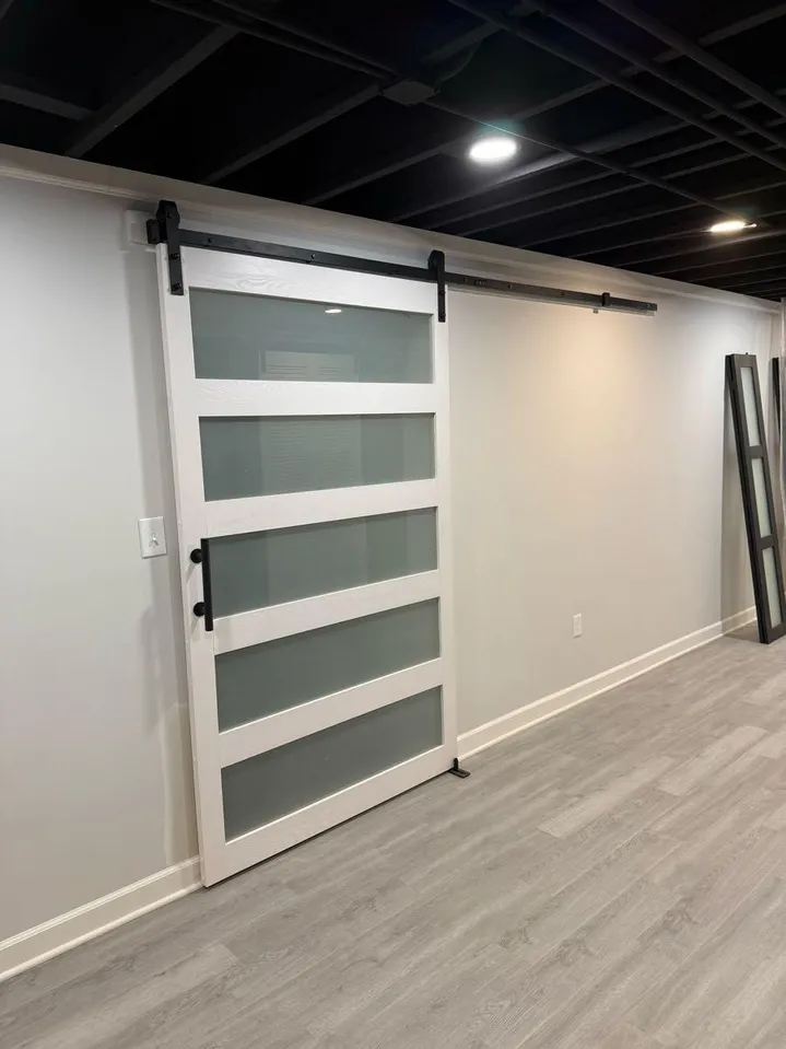 Basement Remodel - New Lightings, Custom Made Cabinet, Sliding Door - Image 5