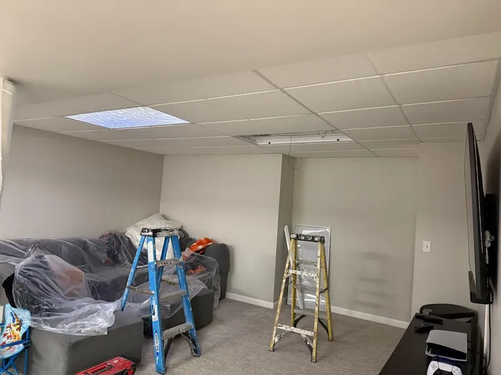 Basement Remodel - New Lightings, Custom Made Cabinet, Sliding Door - Image 3