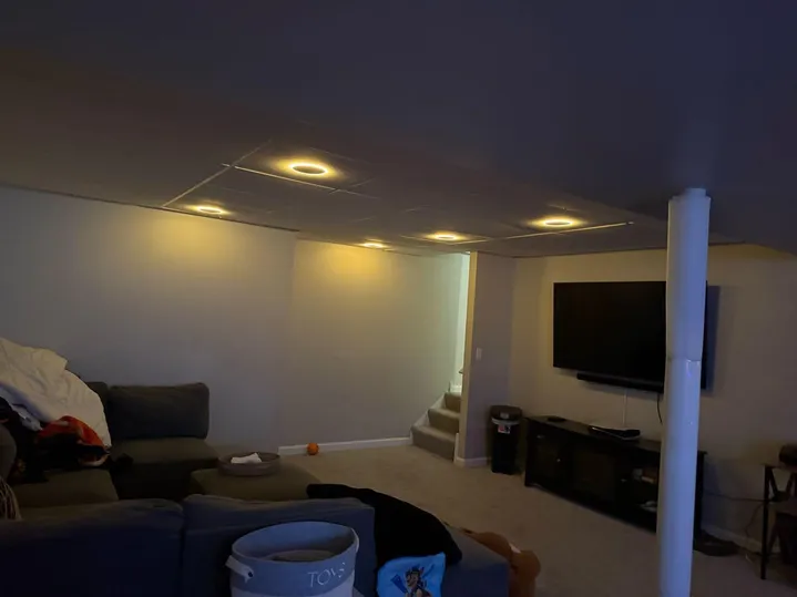 Basement Remodel - New Lightings, Custom Made Cabinet, Sliding Door - Image 1